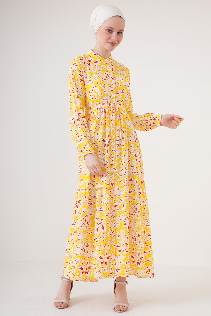 Bigdart 2144 Robe de mode modeste à col officier - Jaune