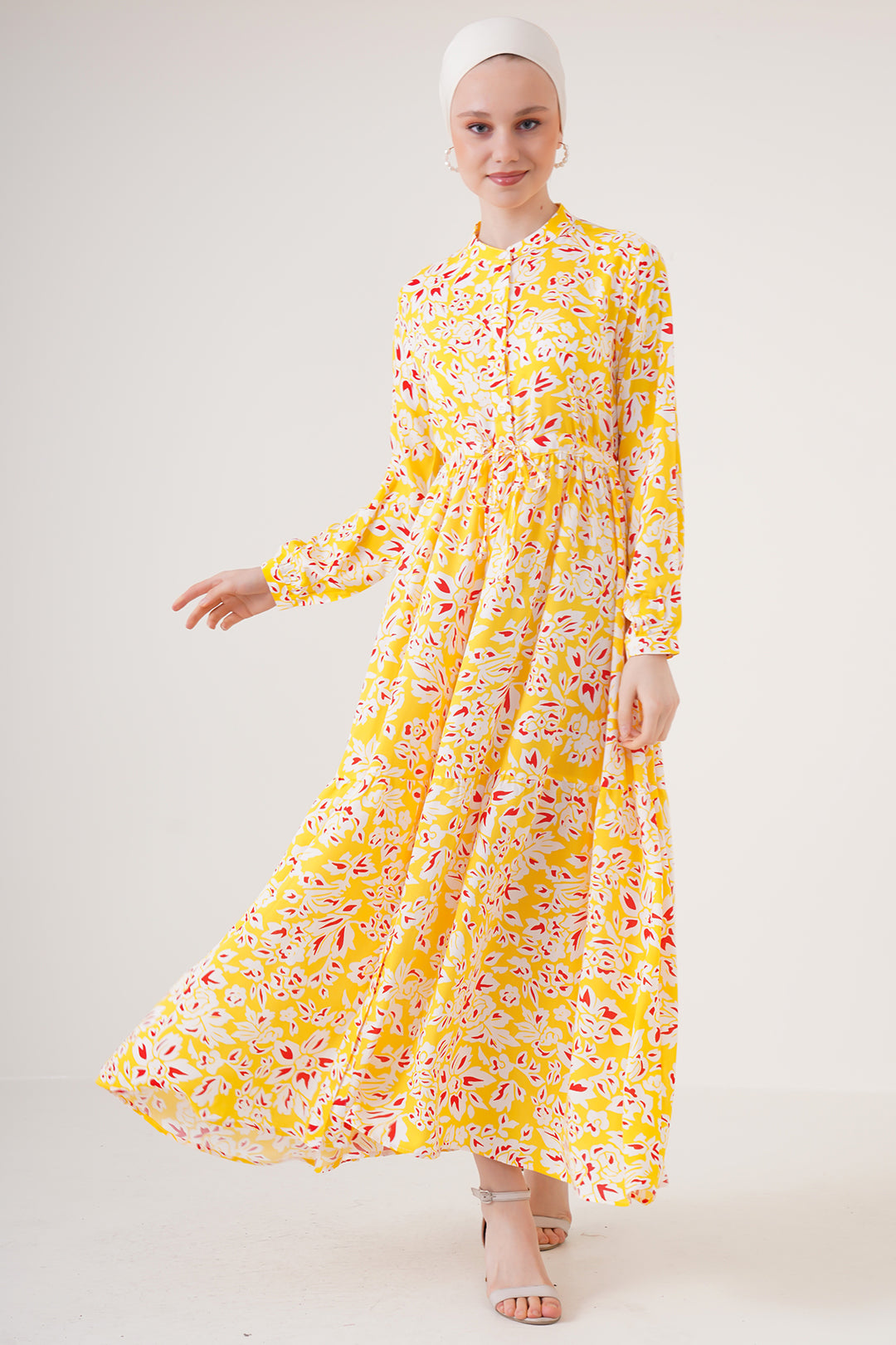 Bigdart 2144 Robe de mode modeste à col officier - Jaune