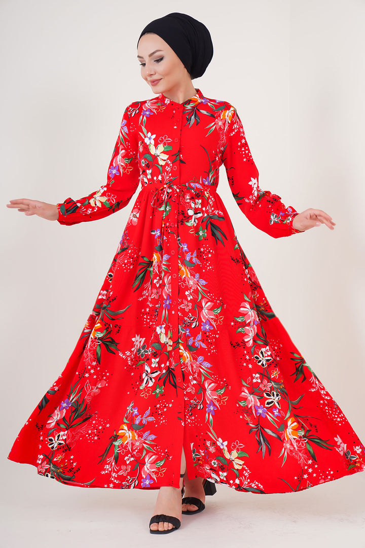 Bigdart Robe de hijab à col mao 2144 - Rouge