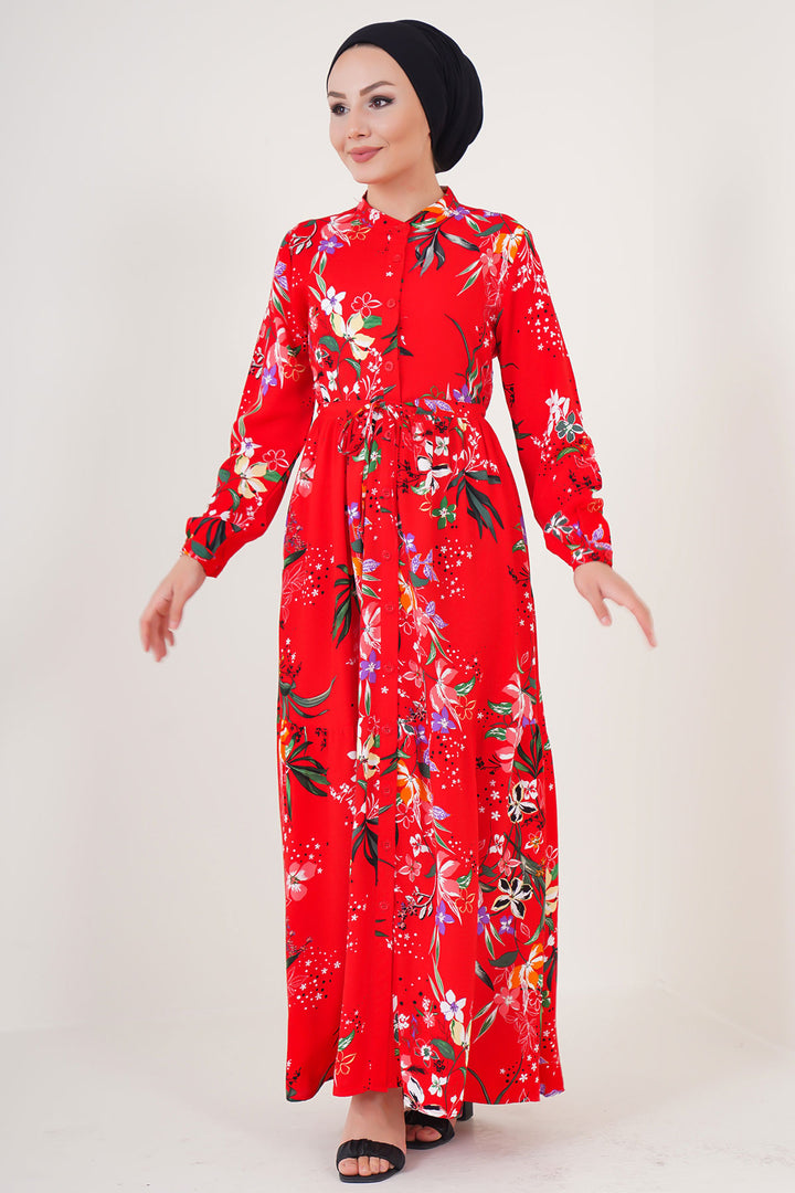Bigdart Robe de hijab à col mao 2144 - Rouge