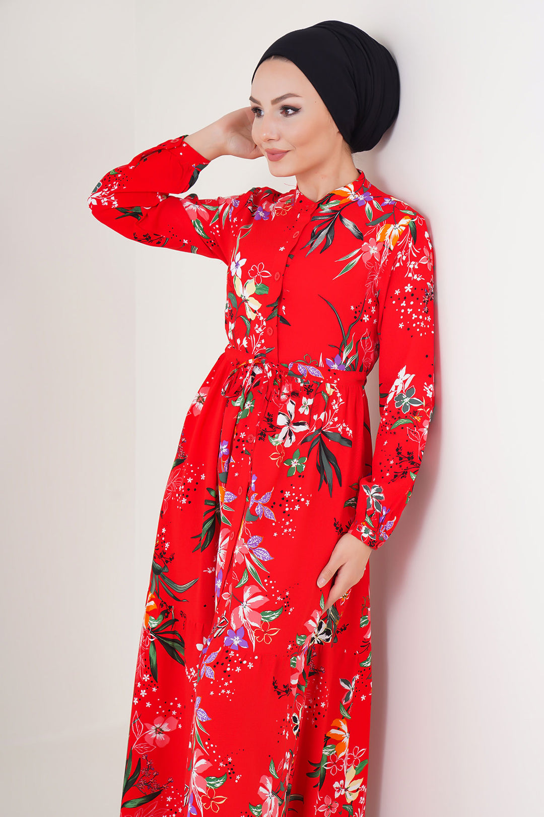 Bigdart Robe de hijab à col mao 2144 - Rouge