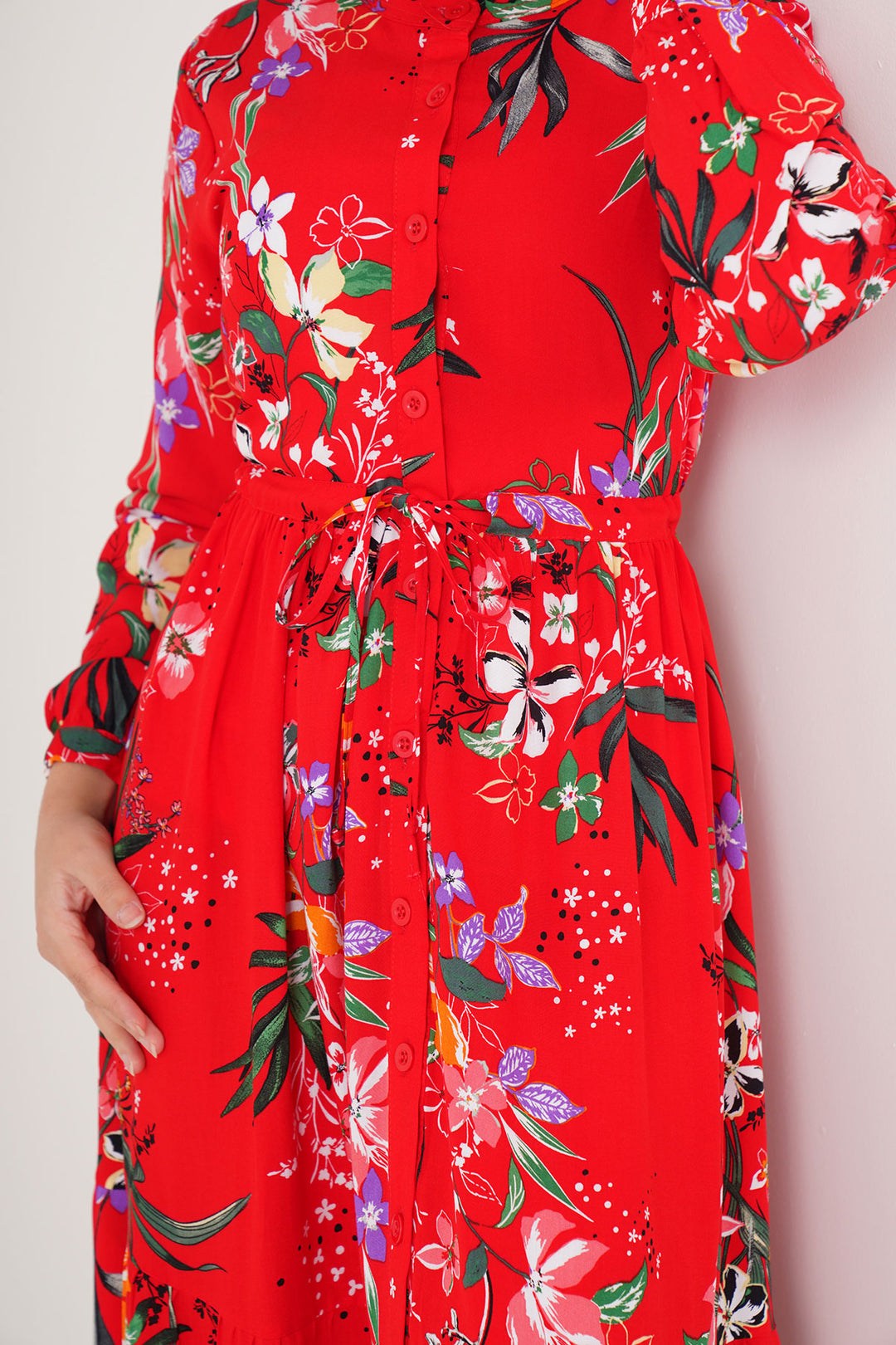 Bigdart Robe de hijab à col mao 2144 - Rouge