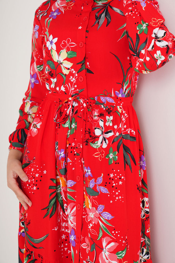 Bigdart Robe de hijab à col mao 2144 - Rouge