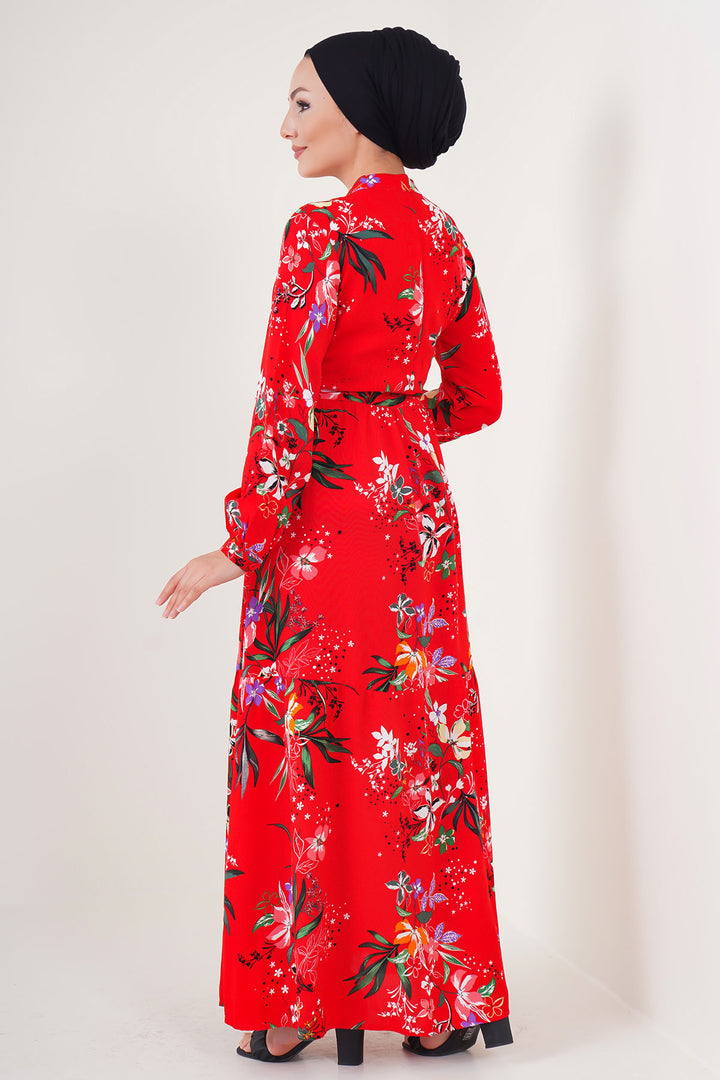 Bigdart Robe de hijab à col mao 2144 - Rouge