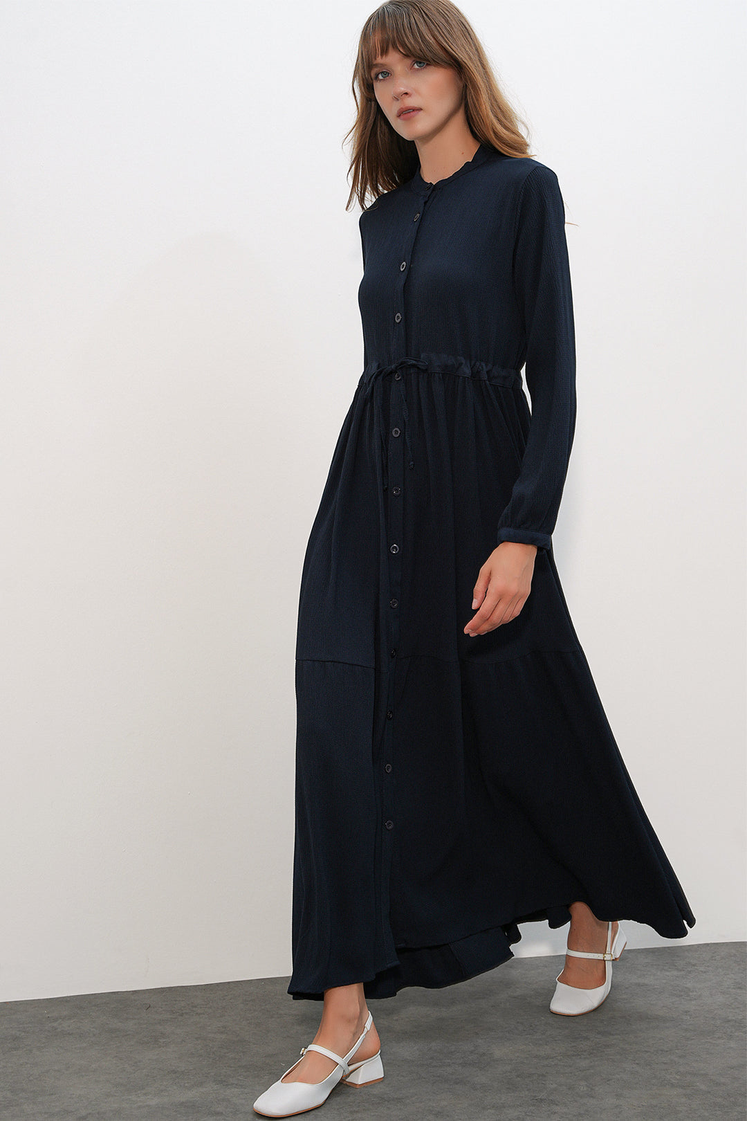 Bigdart 2144 Robe de modestie à col montant - c.Bleu marine