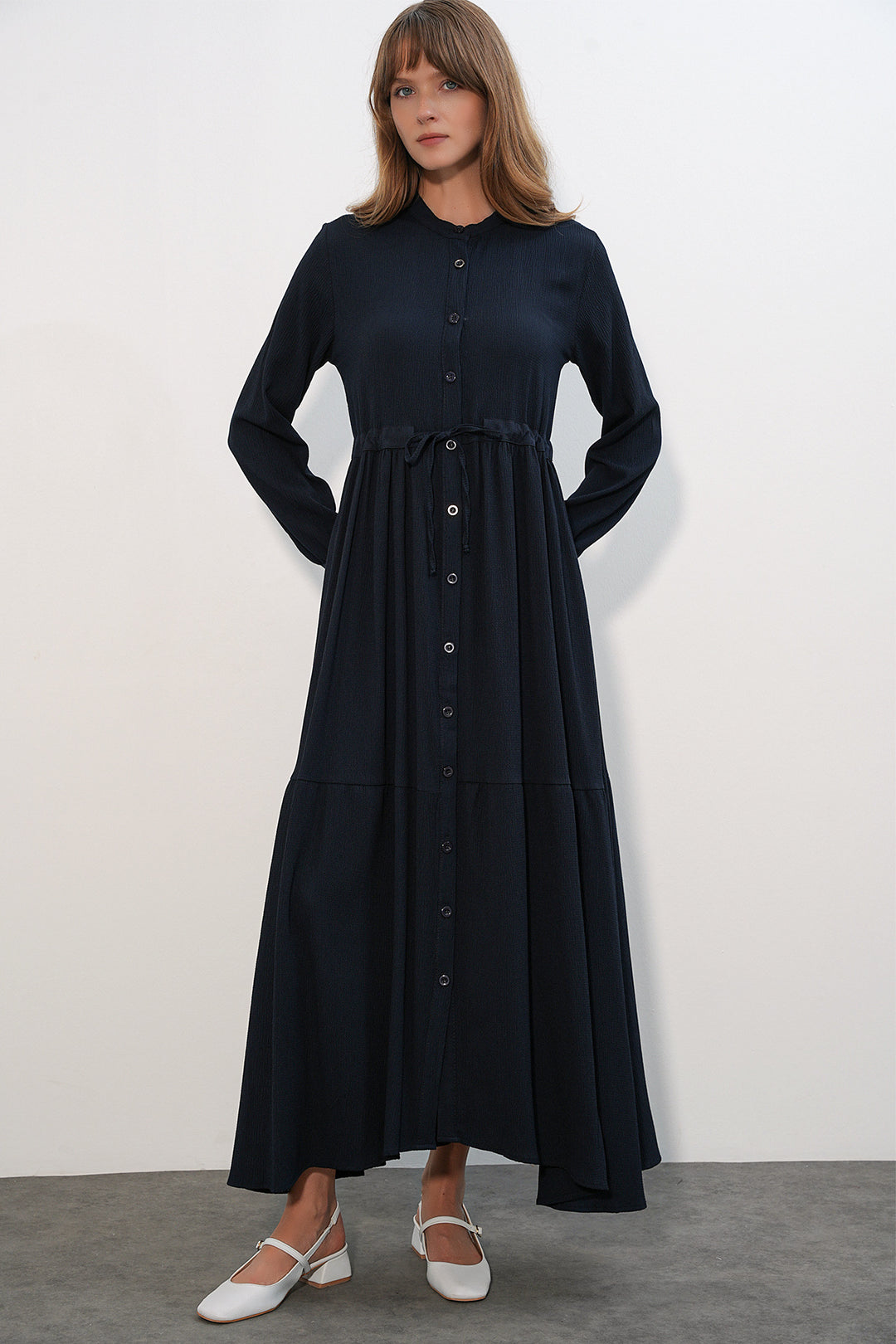 Bigdart 2144 Robe de modestie à col montant - Bleu marine