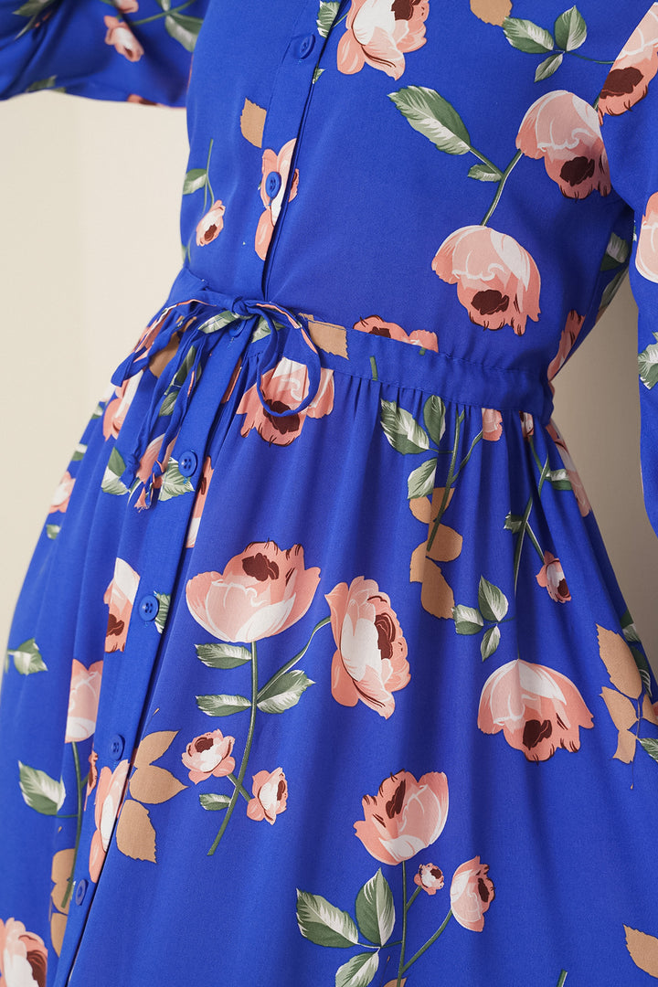 Bigdart 2144 Robe de mode à col mandarin - Bleu roi
