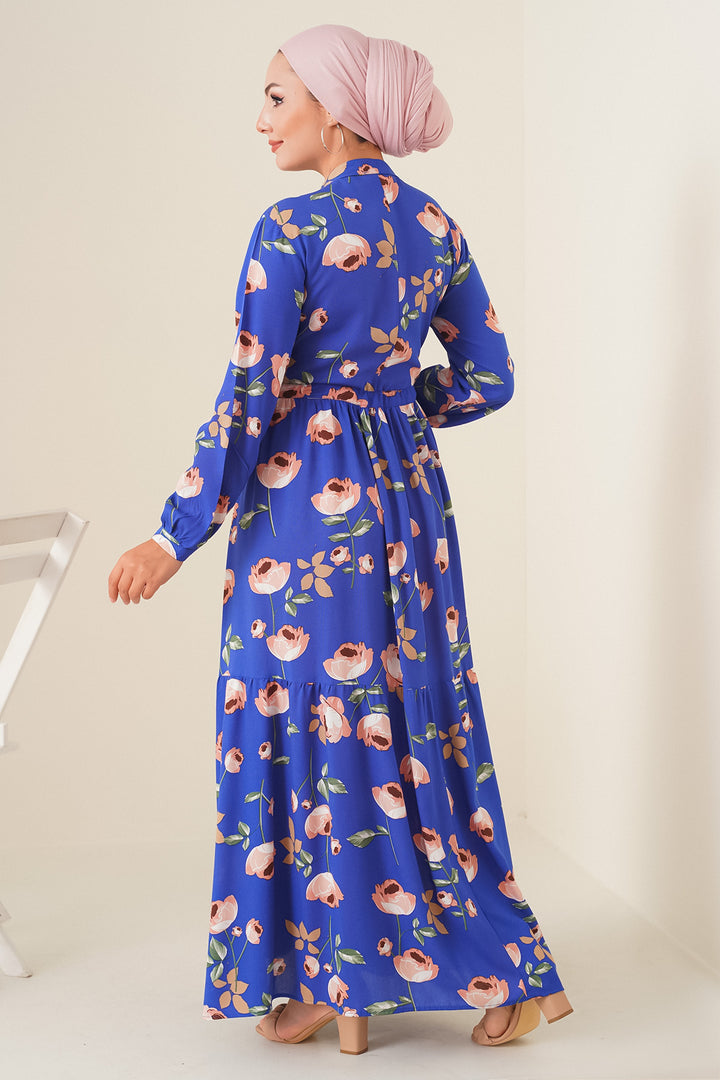 Bigdart 2144 Robe de mode à col mandarin - Bleu roi
