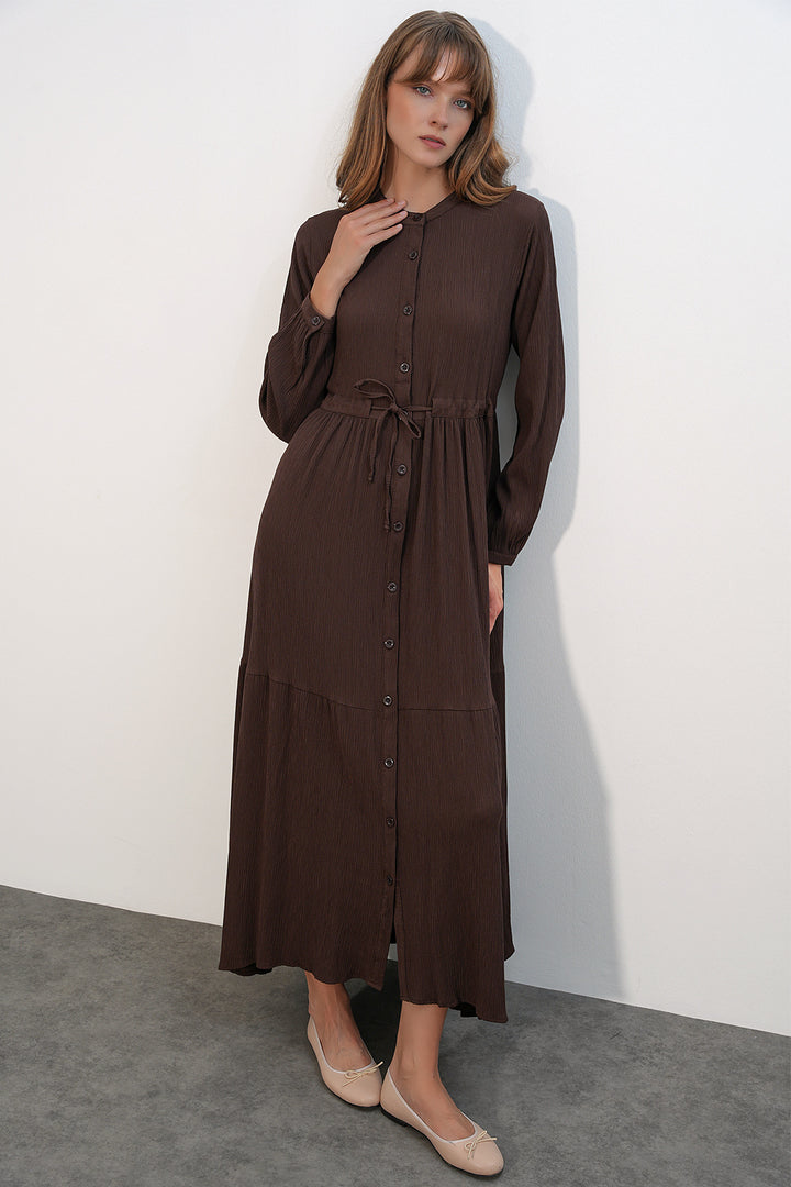 Bigdart 2144 Robe de Mariage Col Mao - Marron Foncé