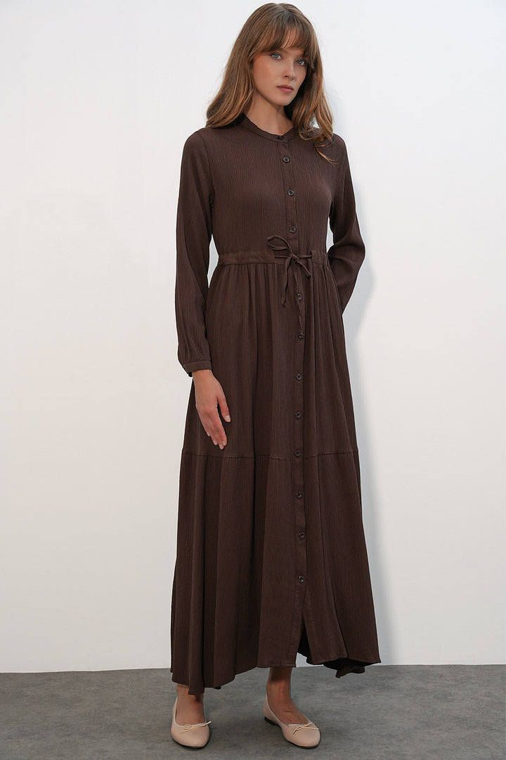 Bigdart 2144 Robe de Mariage Col Mao - Marron Foncé