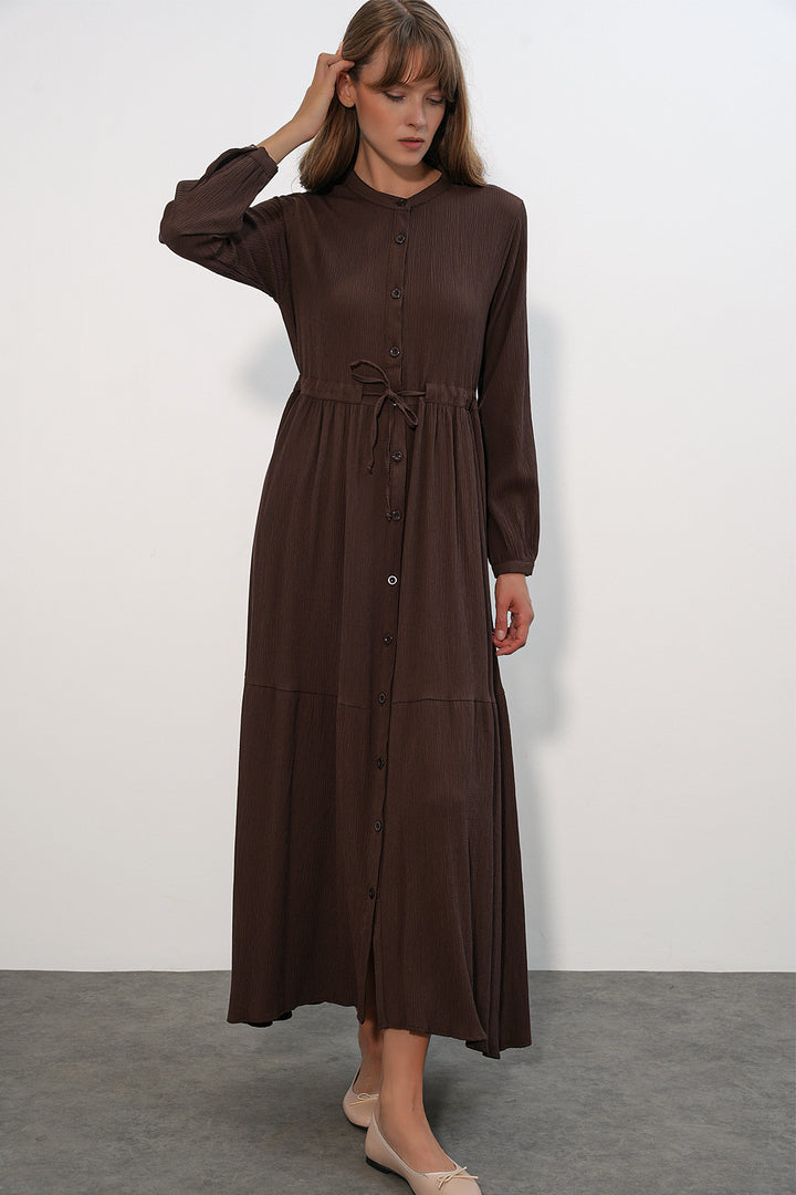 Bigdart 2144 Robe de Mariage Col Mao - Marron Foncé