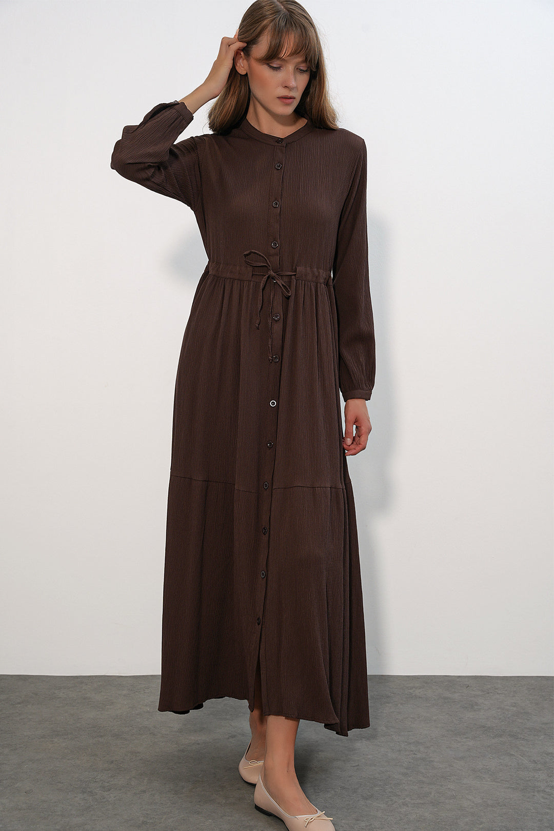 Bigdart 2144 Robe de Mariage Col Mao - Marron