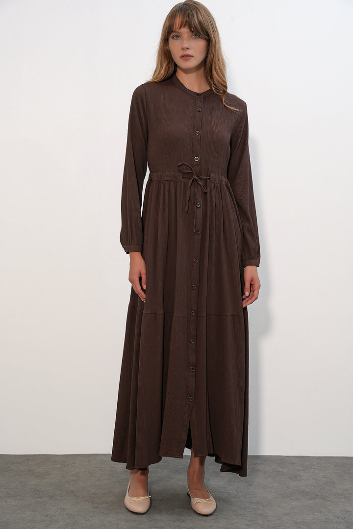 Bigdart 2144 Robe de Mariage Col Mao - Marron Foncé