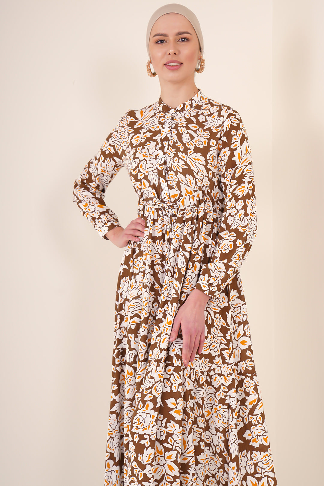 Bigdart Robe de hijab à col magistral 2144 - Marron