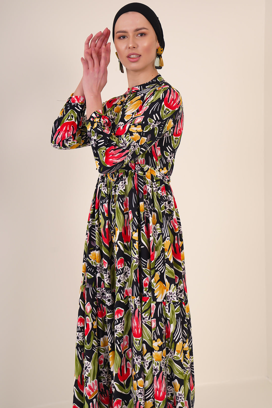 Bigdart 2144 Robe de mode col mandarin - Noir
