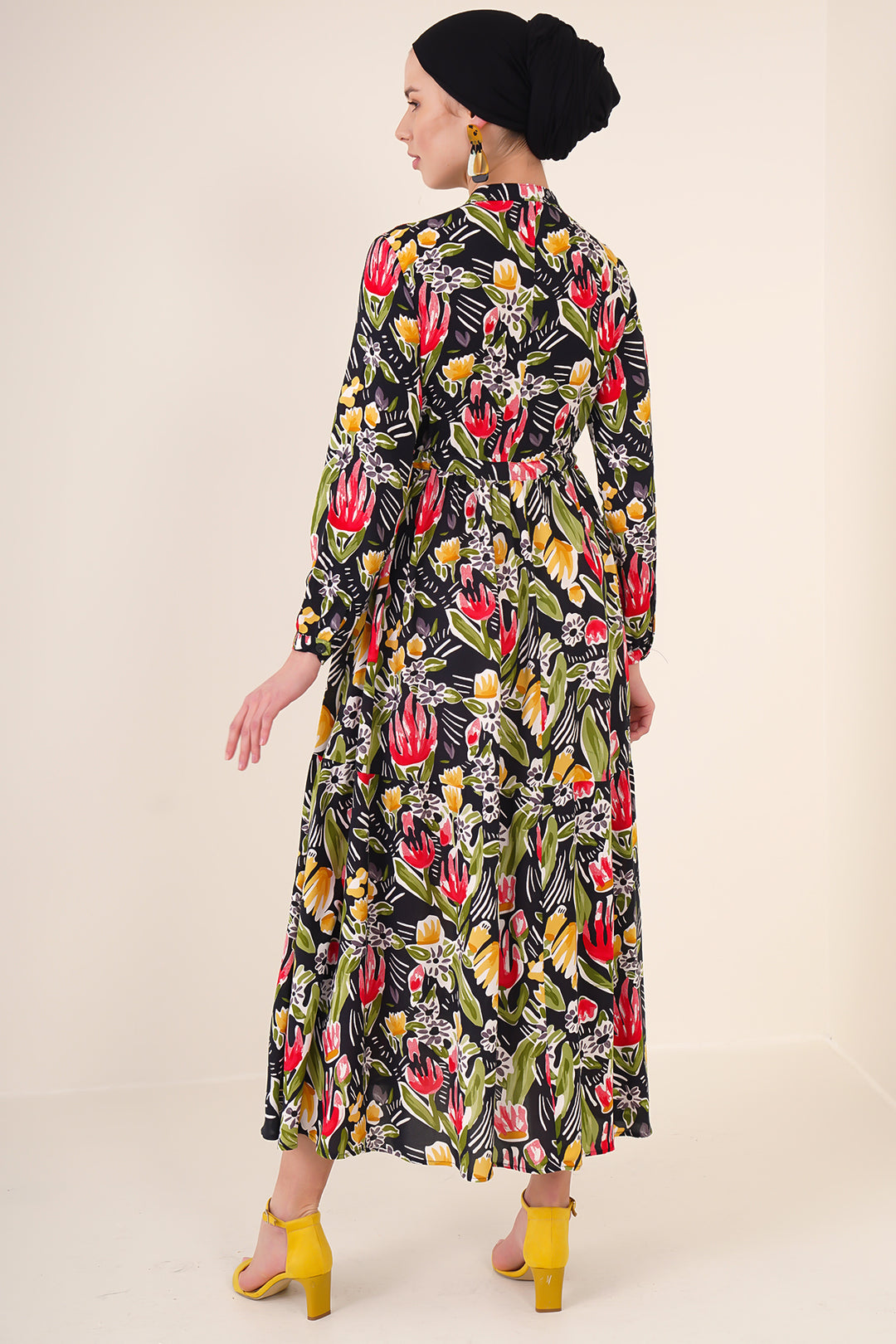 Bigdart 2144 Robe de mode col mandarin - Noir