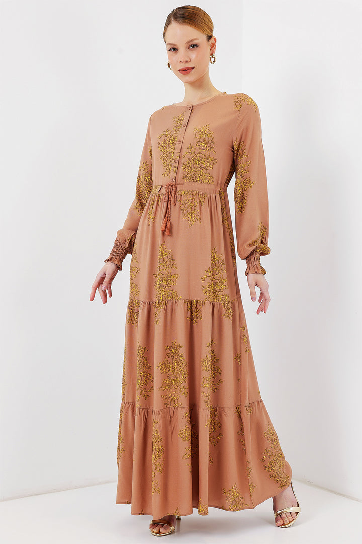 Bigdart 2145 Robe Modeste Imprimée - Biscuit
