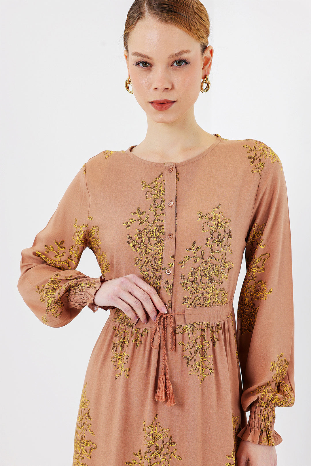 Bigdart 2145 Robe Modeste Imprimée - Biscuit