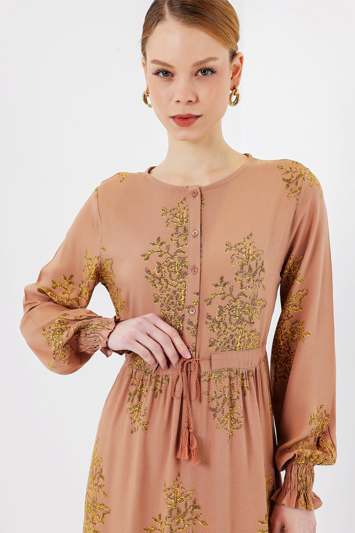 Bigdart 2145 Robe Modeste Imprimée - Biscuit