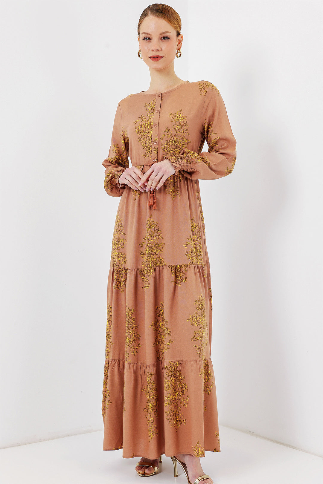 Bigdart 2145 Robe Modeste Imprimée - Biscuit