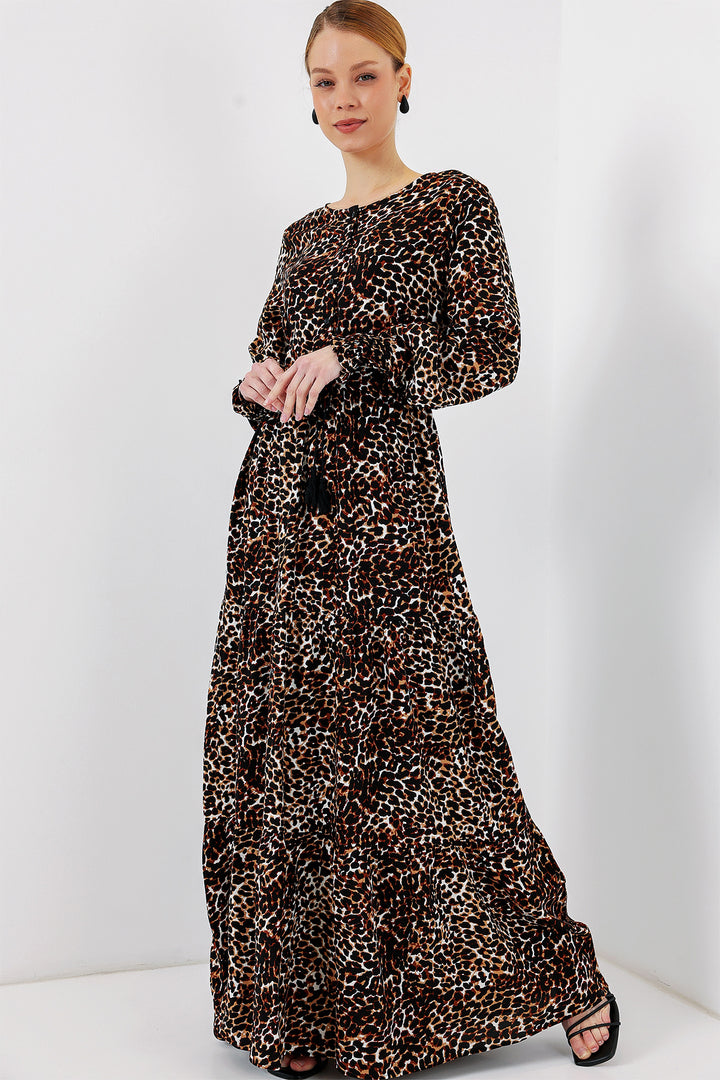 Bigdart 2145 Robe de hijab à motifs - c. Marron