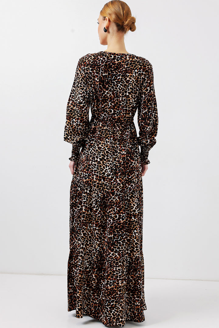 Bigdart 2145 Robe Modeste Imprimée - Marron Chocolat