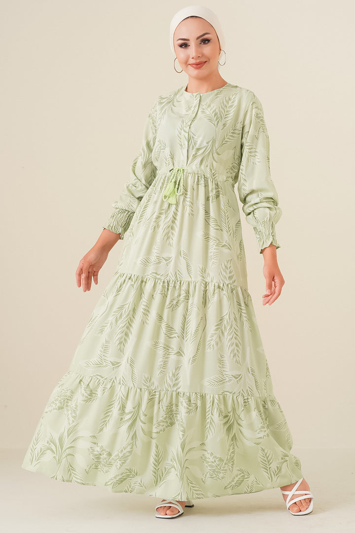 Bigdart 2145 Robe Modeste Imprimée - Vert Émeraude