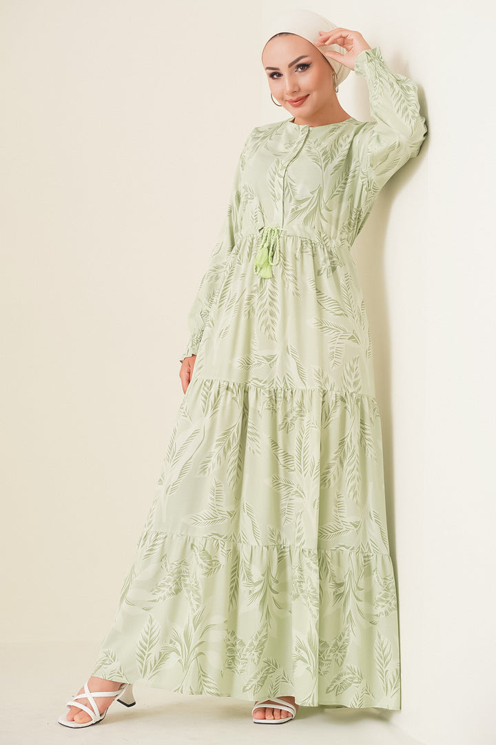 Bigdart 2145 Robe Modeste Imprimée - Vert Émeraude