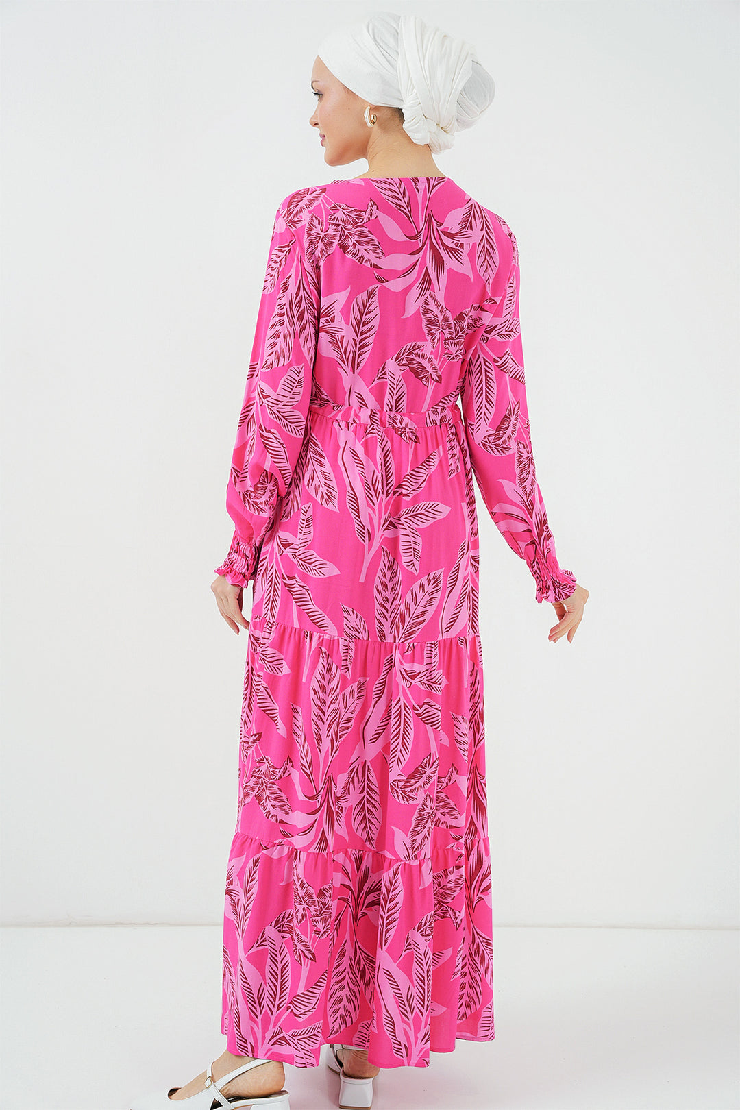 Bigdart 2145 Robe de modestie à motifs - Fuchsia