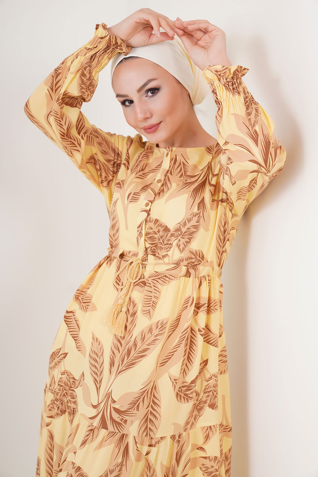 Bigdart 2145 Robe de mode modeste - Jaune
