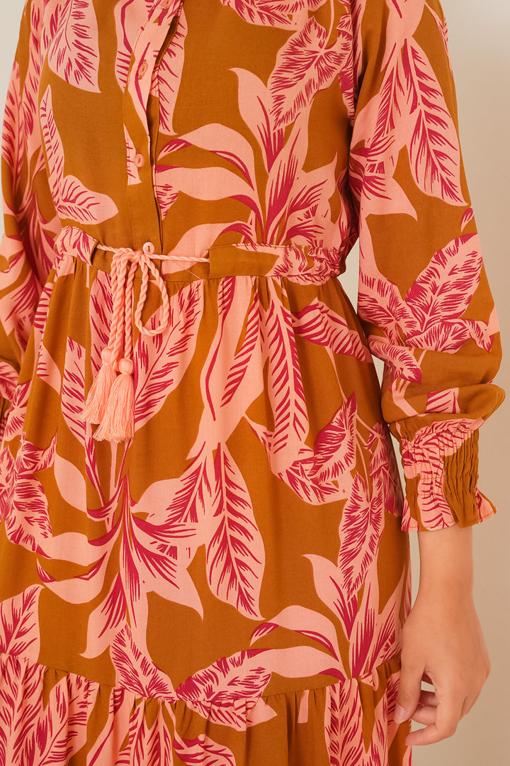 Bigdart 2145 Robe Modeste Imprimée - Tabac