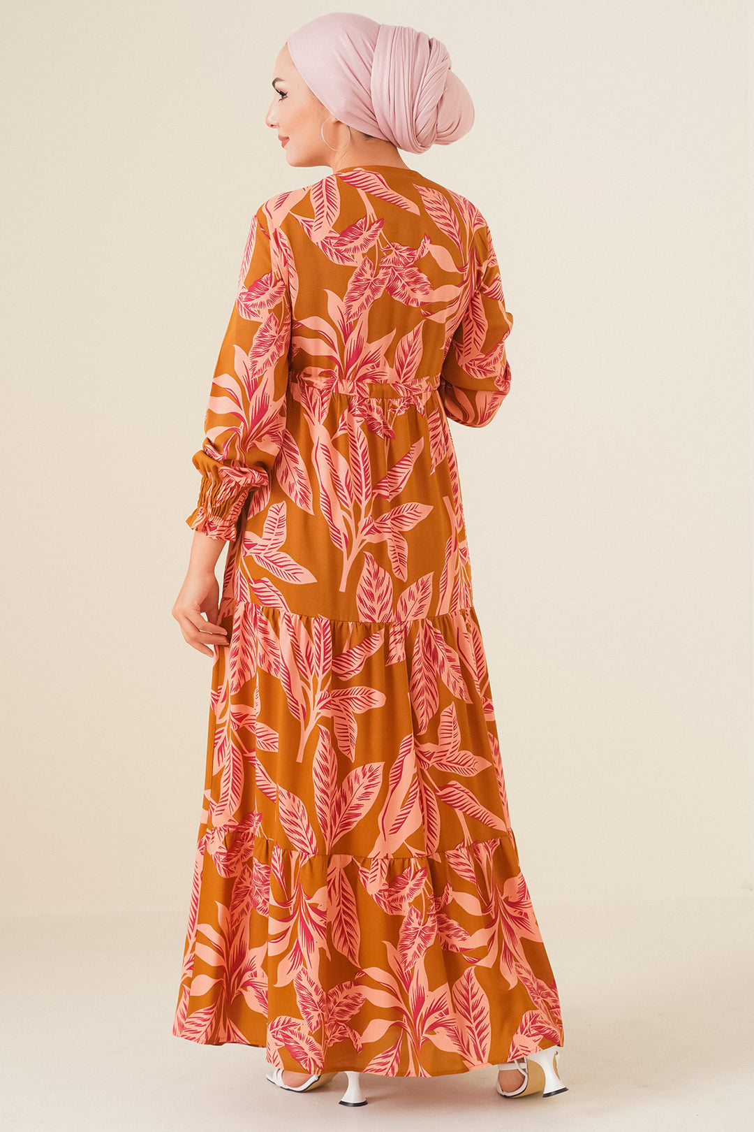 Bigdart 2145 Robe Modeste Imprimée - Tabac