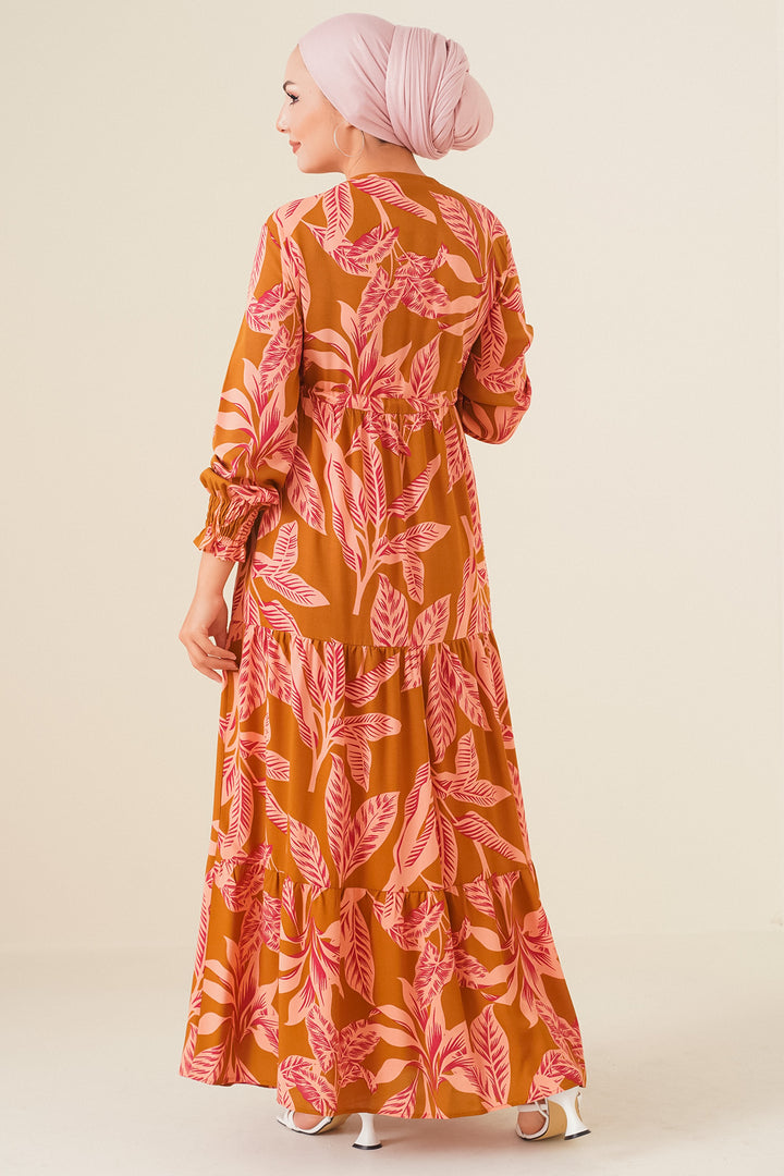 Bigdart 2145 Robe Modeste Imprimée - Tabac