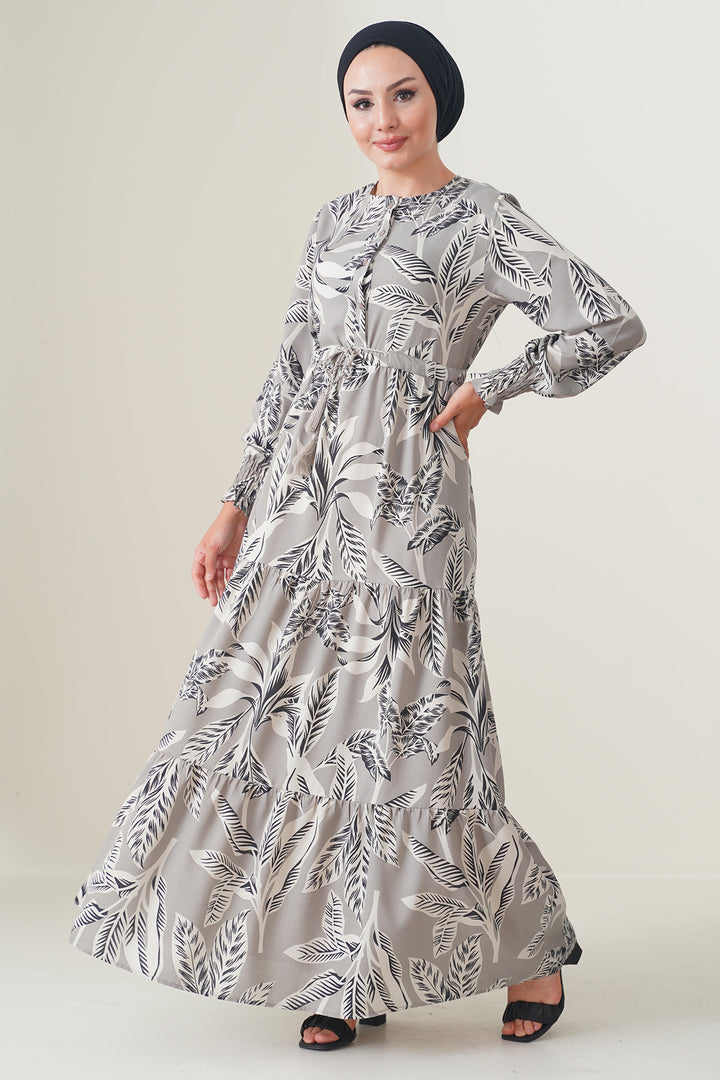 Bigdart 2145 Robe Modeste Imprimée - Pierre