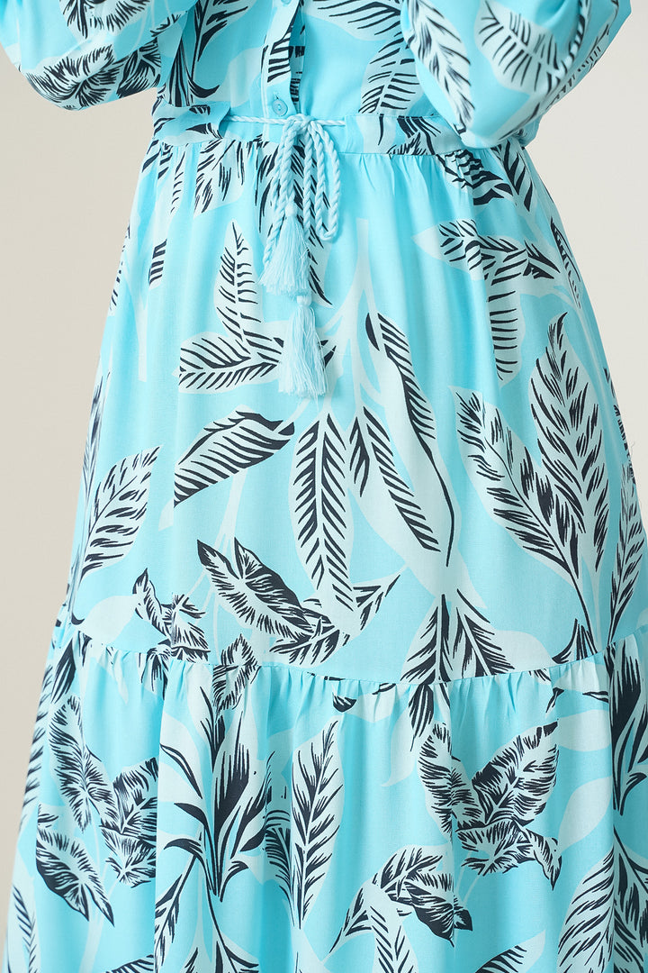 Bigdart 2145 Robe Modeste Imprimée - Turquoise