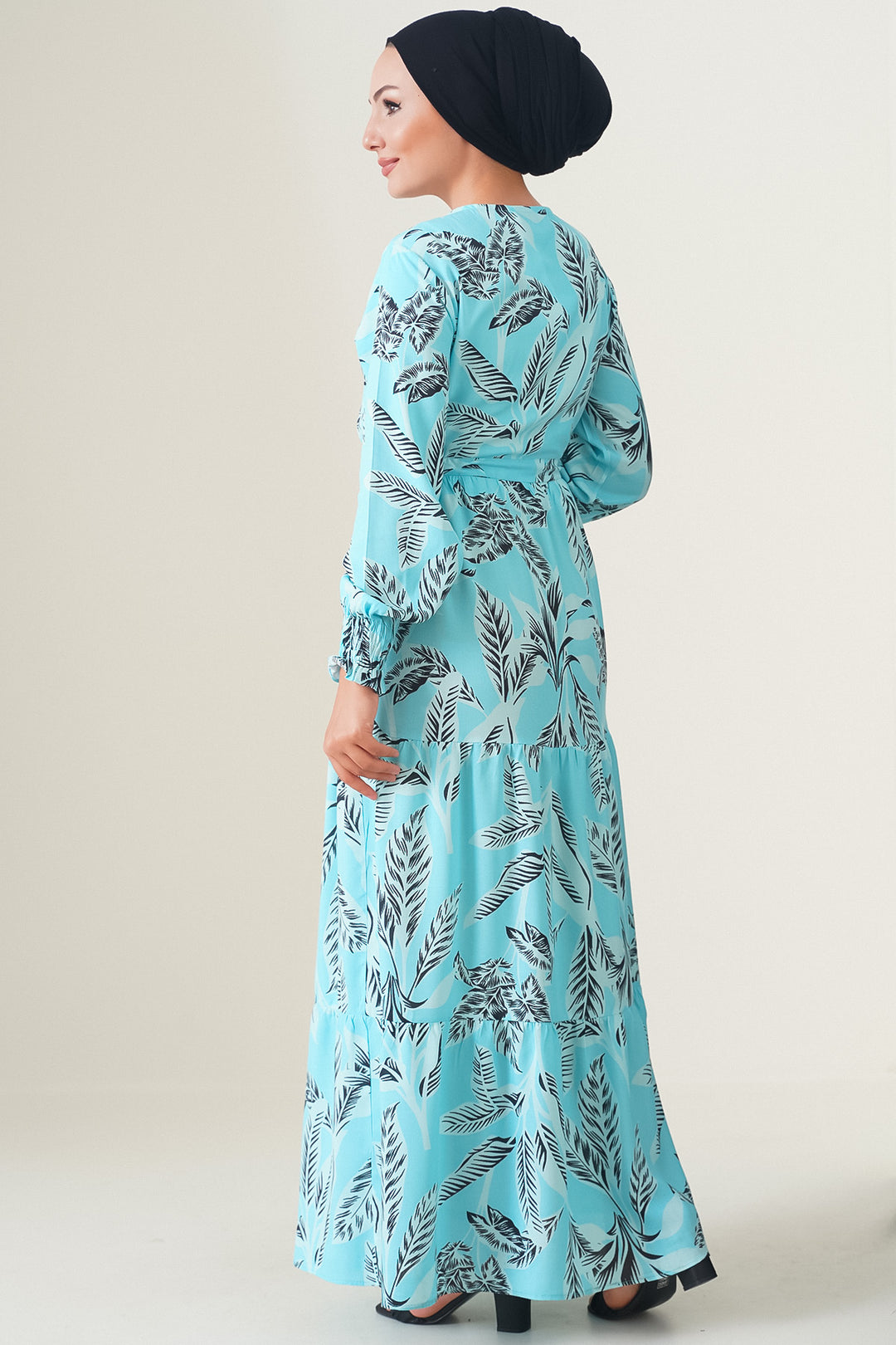 Bigdart 2145 Robe Modeste Imprimée - Turquoise