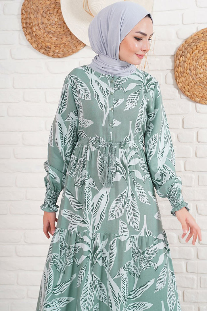 Bigdart Robe de hijab à motifs 2145 - Kaki
