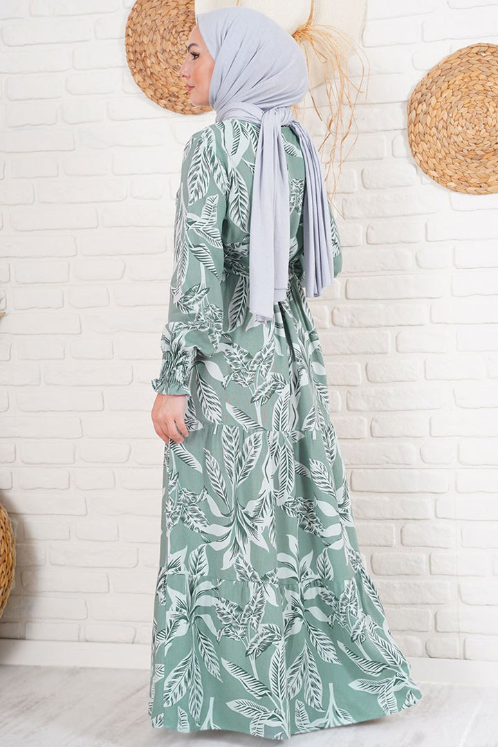 Bigdart Robe de hijab à motifs 2145 - Kaki