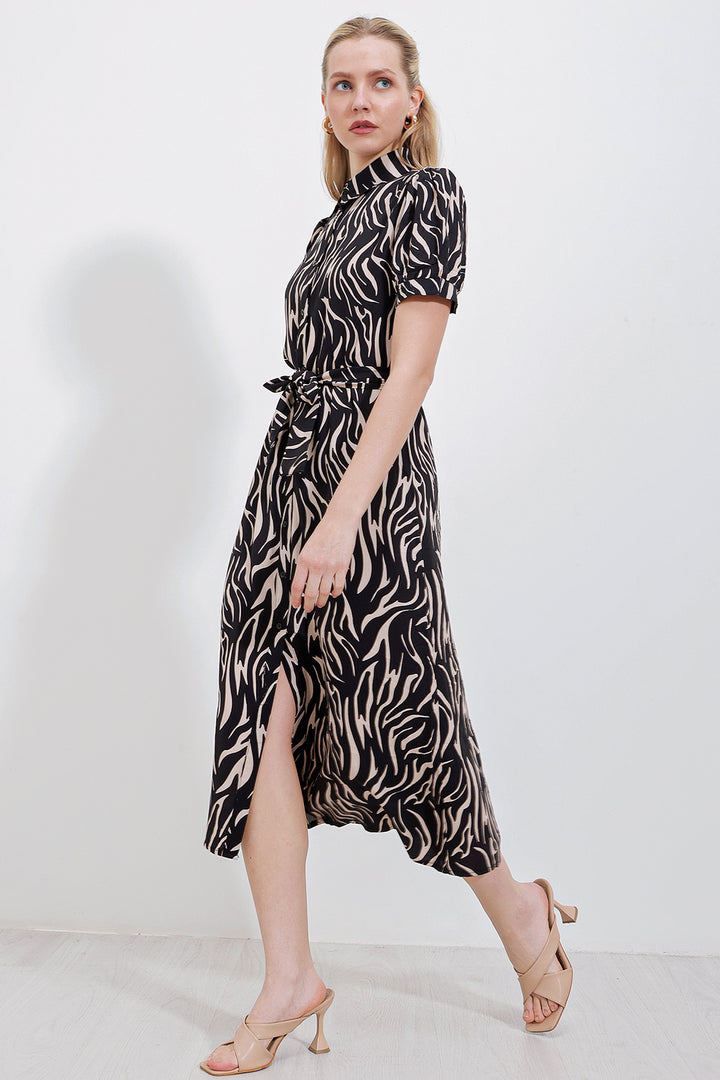 Bigdart 2213 Robe en Viscose à Manches Courtes - Beige