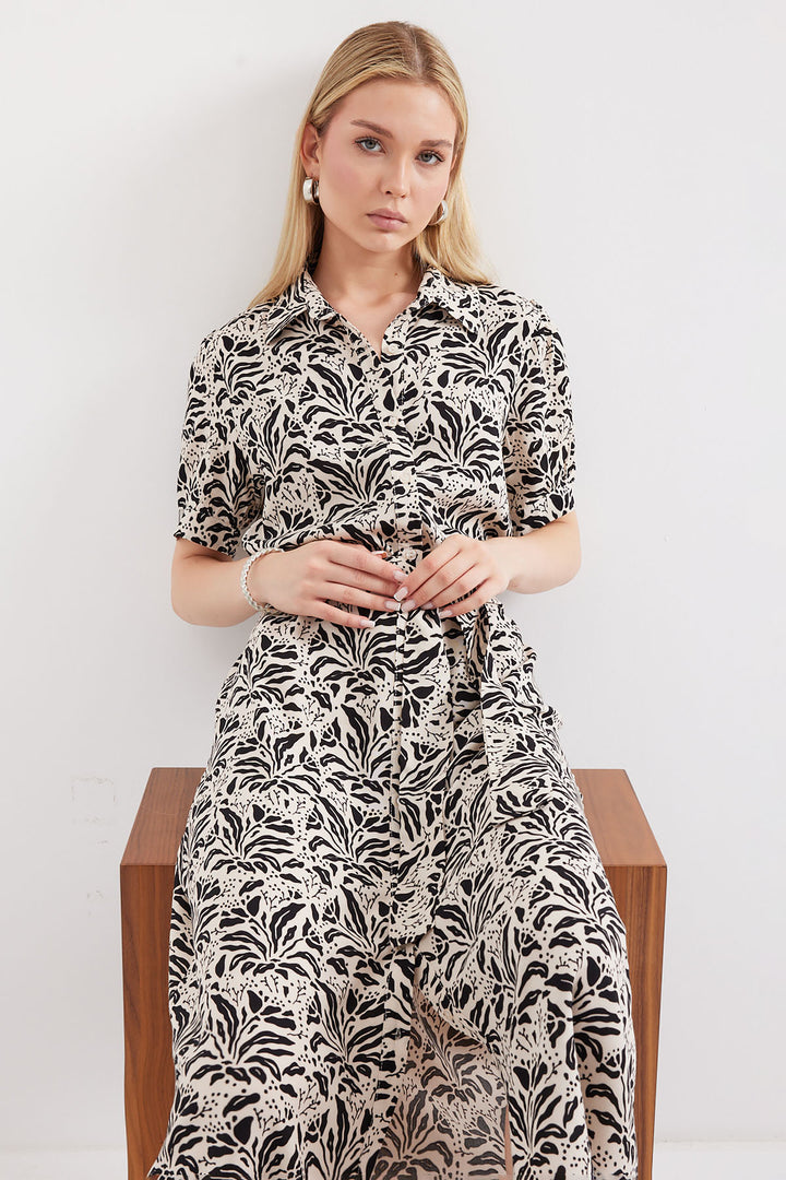 Bigdart 2213 Robe en viscose à manches courtes - Noir