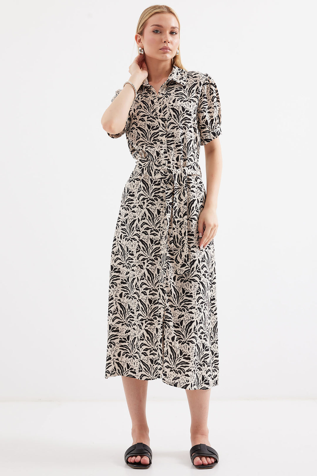 Bigdart 2213 Robe en viscose à manches courtes - Noir