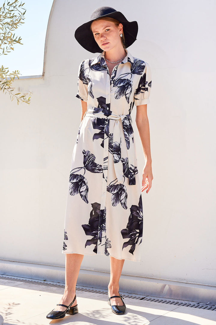 Bigdart 2213 Robe en viscose à manches courtes - Écru