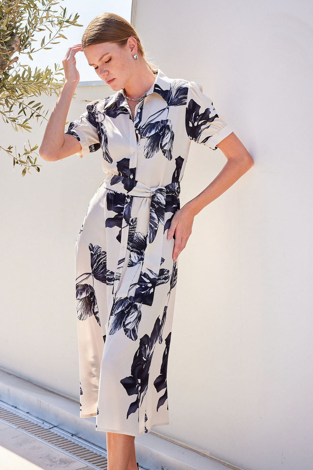 Bigdart 2213 Robe en viscose à manches courtes - Écru