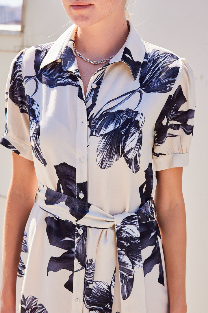 Bigdart 2213 Robe en viscose à manches courtes - Écru