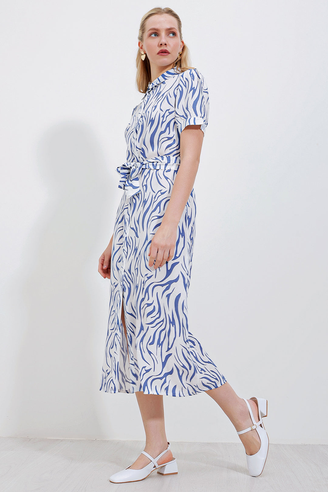 Bigdart 2213 Robe en viscose à manches courtes - Bleu
