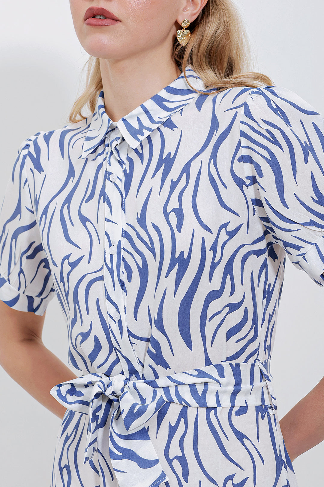 Bigdart 2213 Robe en viscose à manches courtes - Bleu