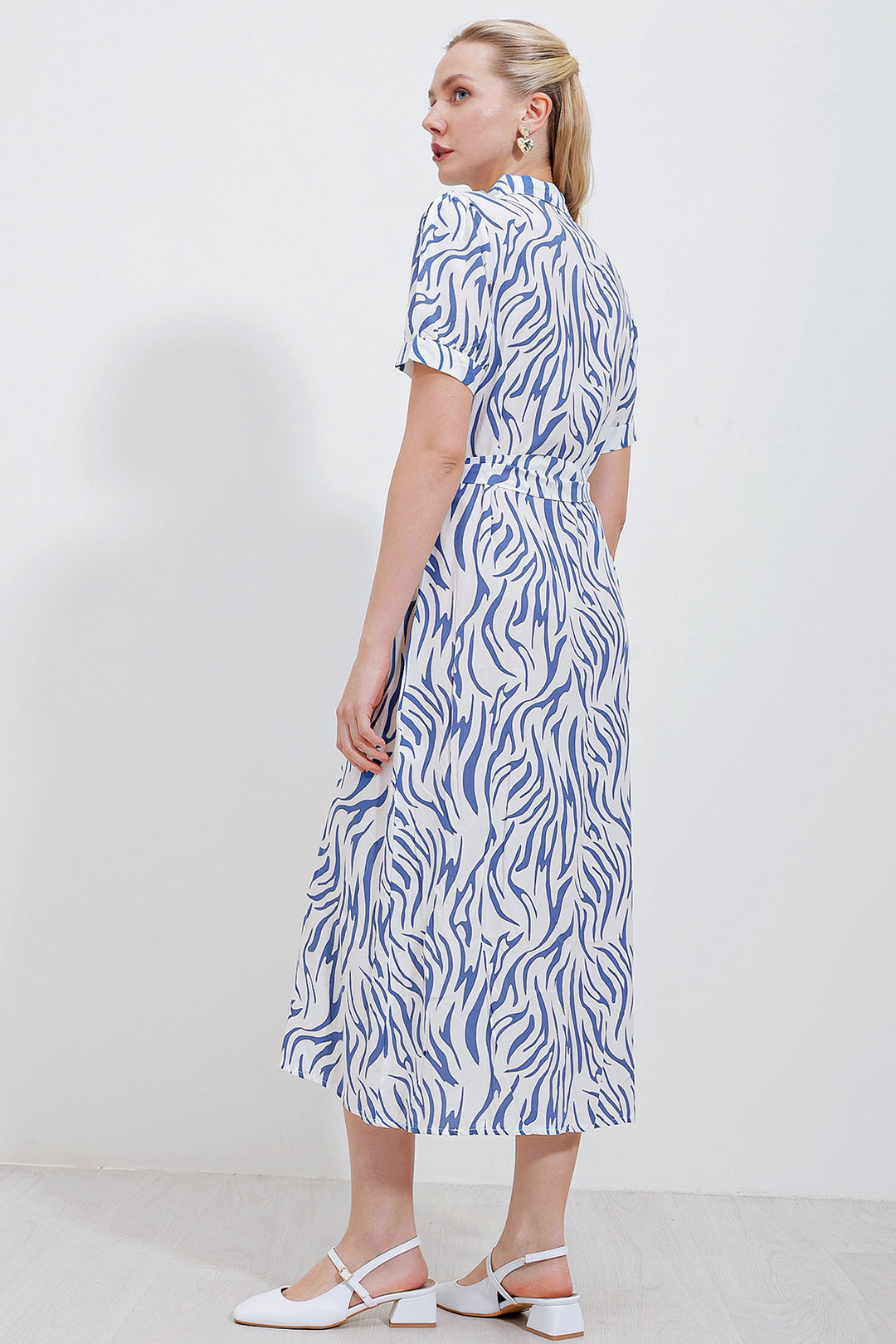 Bigdart 2213 Robe en viscose à manches courtes - Bleu