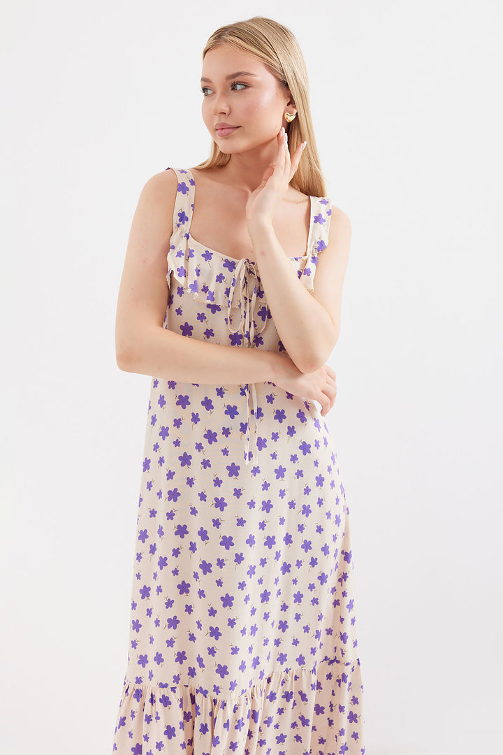 Bigdart 2237 Robe en viscose à bretelles imprimée - Lilas