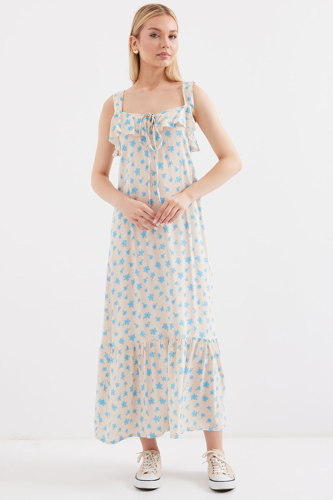 Bigdart 2237 Robe en Viscose à Bretelles Imprimée - Bleu