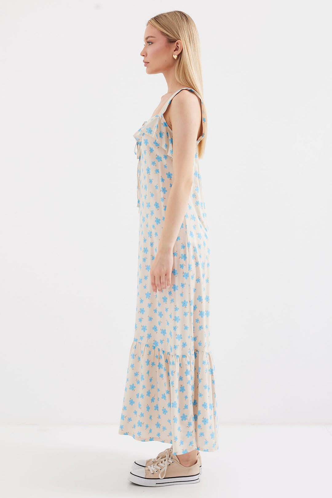 Bigdart 2237 Robe en Viscose à Bretelles Imprimée - Bleu